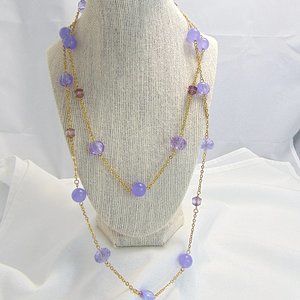 Lavender Purple Crystal & Lamp Work Chain Necklace